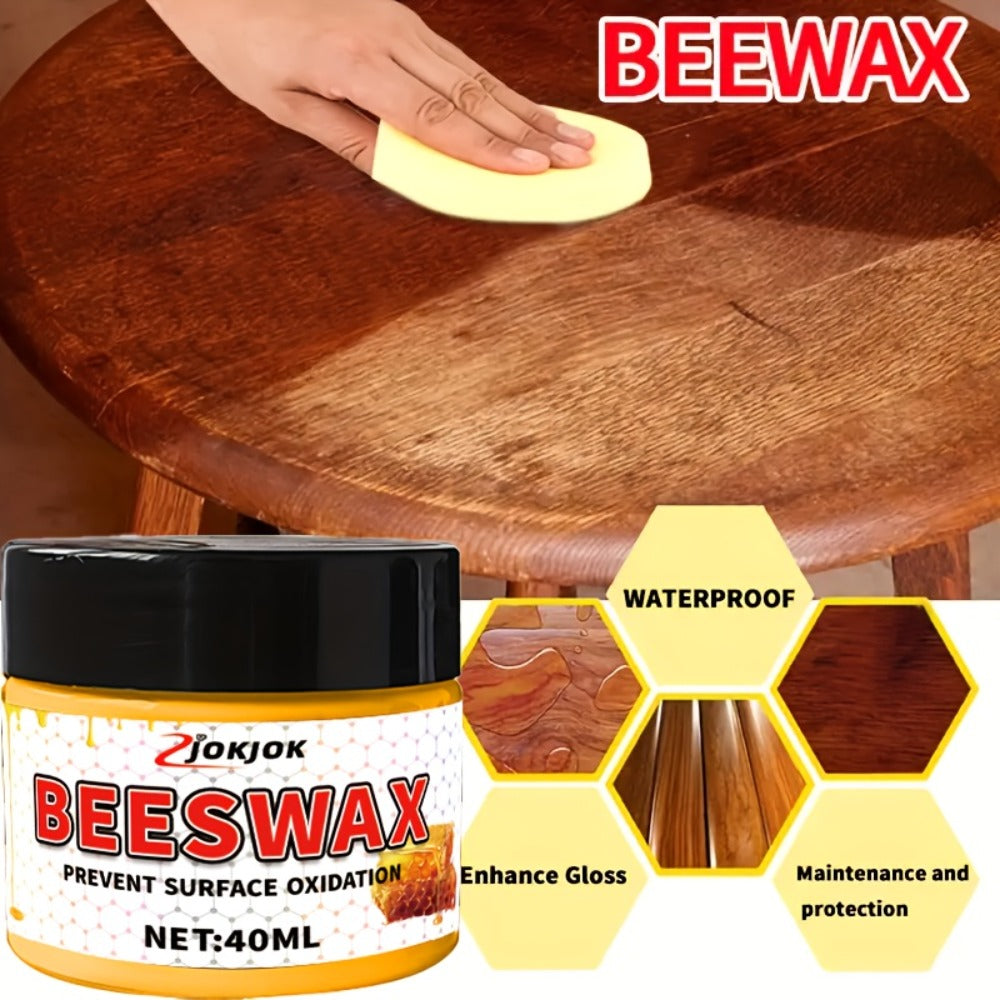 Beeswax Wood Polish ¨C Liquid Furniture Wax for Floors, Desks & Cabinets, Non-Toxic Long-Lasting Gloss, Multi-Surface Wood Restorer with Sponge