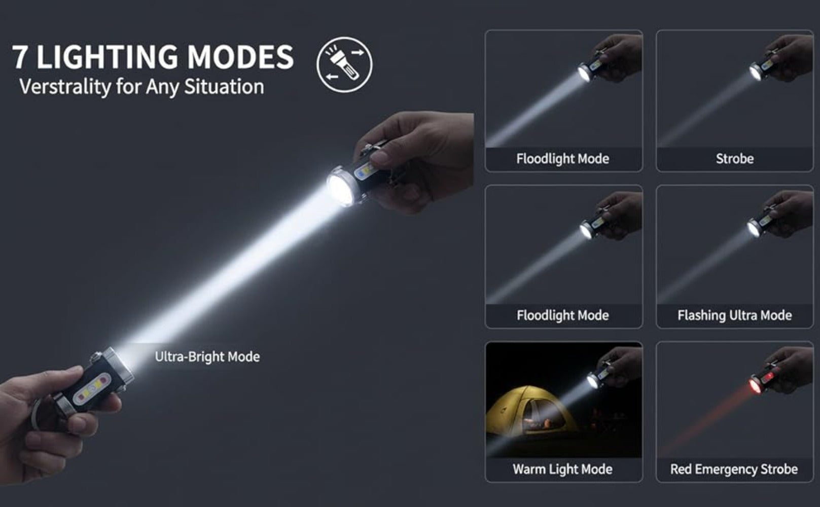 Mini Keychain Flashlight 4 Pack USB Rechargeable, 1200 Lumens 7 Modes Compact EDC Pocket Flashlight with Phone Charging Function, Clip-On Portable Torch for Hiking Camping Emergency Outdoor Survival