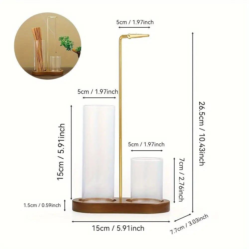 Glass Incense Burner 2-in-1 with Removable Ash Collector & Candle Holder ¨C Incense Stick Holder for Meditation, Yoga, Tea Ceremony & Home Decor ¨C Spiritual Relaxation Gift in Log & Retro Style