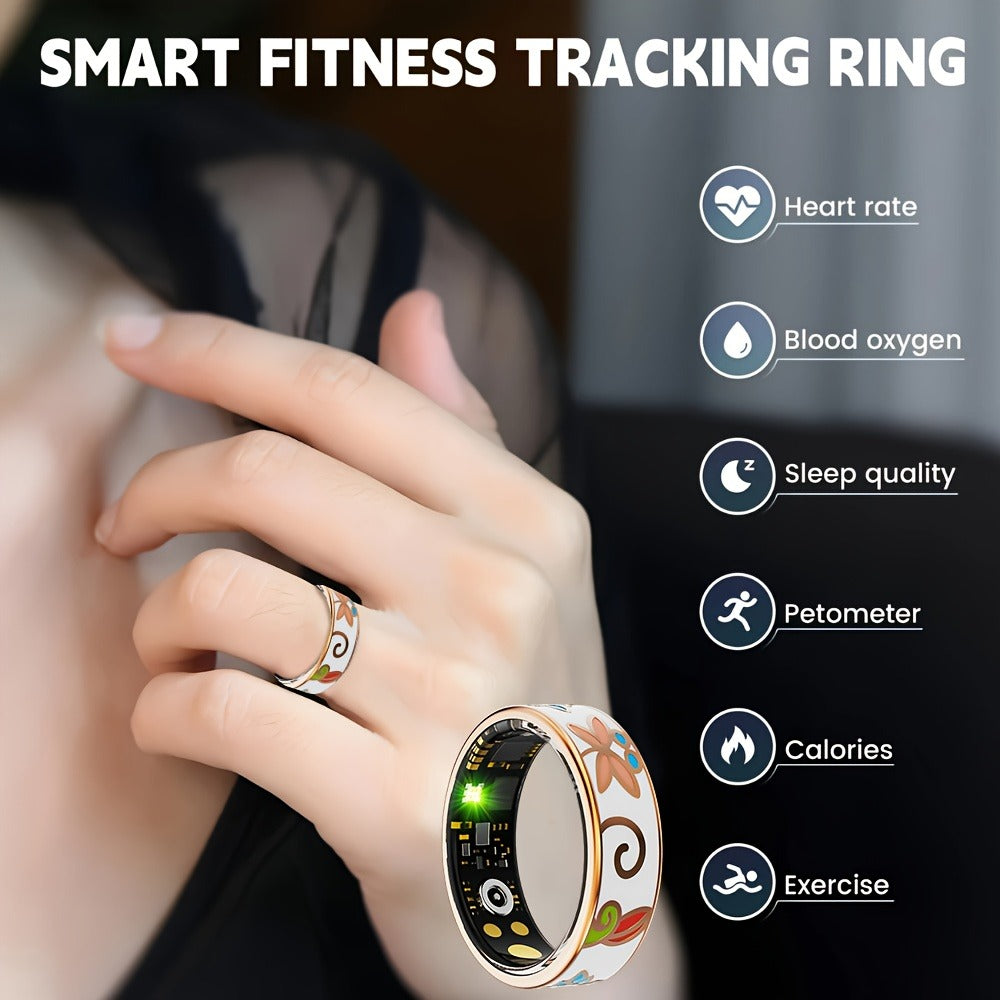 Women's Smart Ring Fitness & Sleep Tracker ¨C Step, Distance & Calorie Monitor, IP68 Waterproof, Bluetooth 5.3, iOS & Android, Elegant Daily Accessory, Gift for Mom & Girlfriend