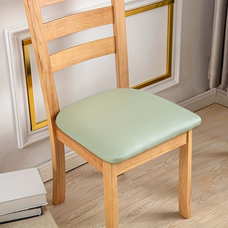 Waterproof PU Leather Dining Chair Cushion Covers Removable Stretch Seat Slipcovers for Dining Room Kitchen Hotel Set of 4 or 6