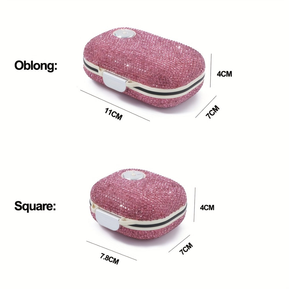 Travel Pill Organizer 7 Compartments, Moisture-Proof Compact Portable Pill Box for Vitamins Fish Oil & Medications, Daily Pill Case in Square or Oblong Shape, Multiple Colors Available