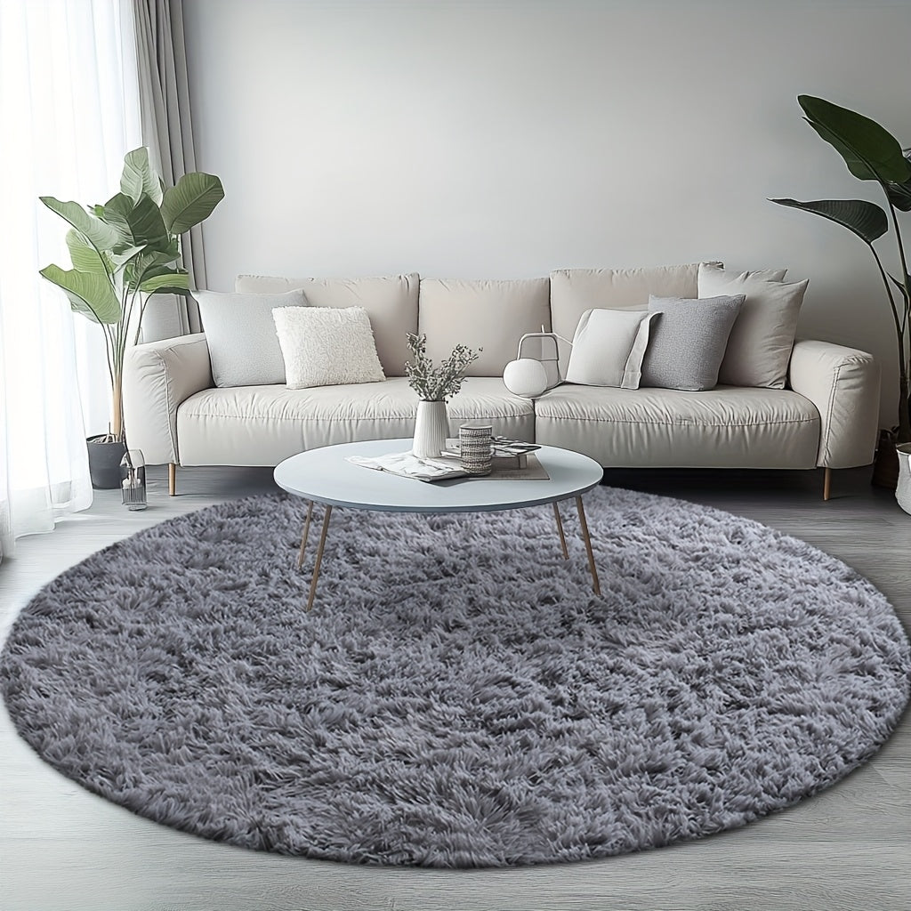 Round Shaggy Plush Rug ¨C Soft Fluffy Circular Carpet for Bedroom & Living Room, Easy Clean