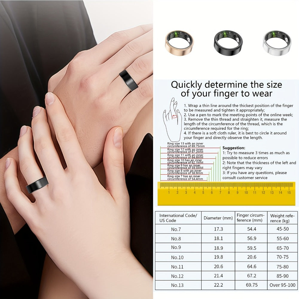 Health Monitoring Smart Ring for Women & Men ¨C Fitness Activity Tracker with Sleep, Calories, Steps, HRV & Menstrual Cycle, Bluetooth 5.3, IP68 Waterproof, iOS & Android