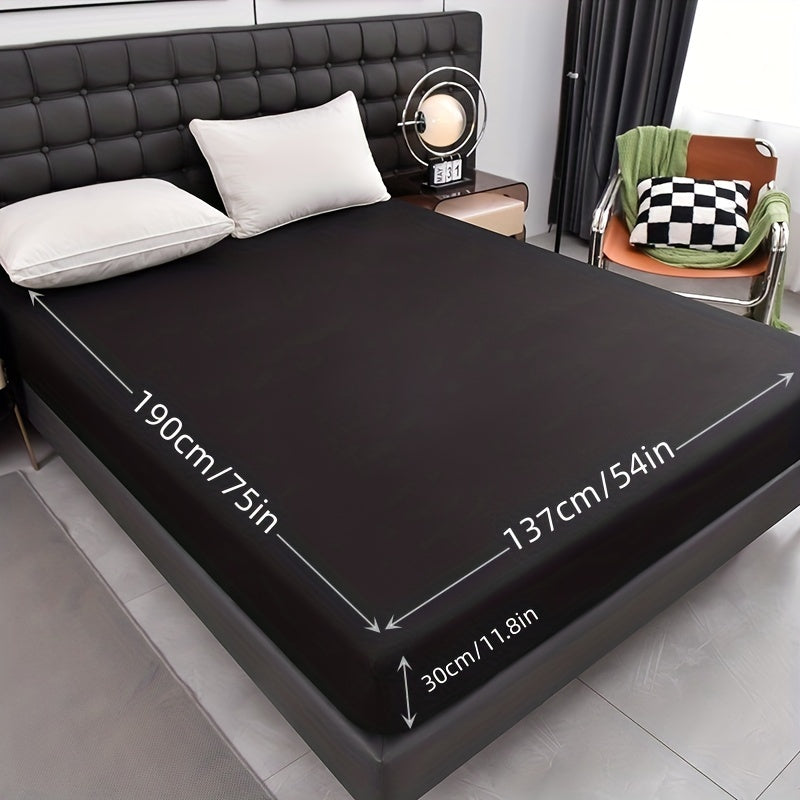 Waterproof Fitted Sheet Soft Breathable Mattress Cover Solid Color Deep Pocket Bed Sheet for Bedroom Guest Room Dorm Twin Full Queen King