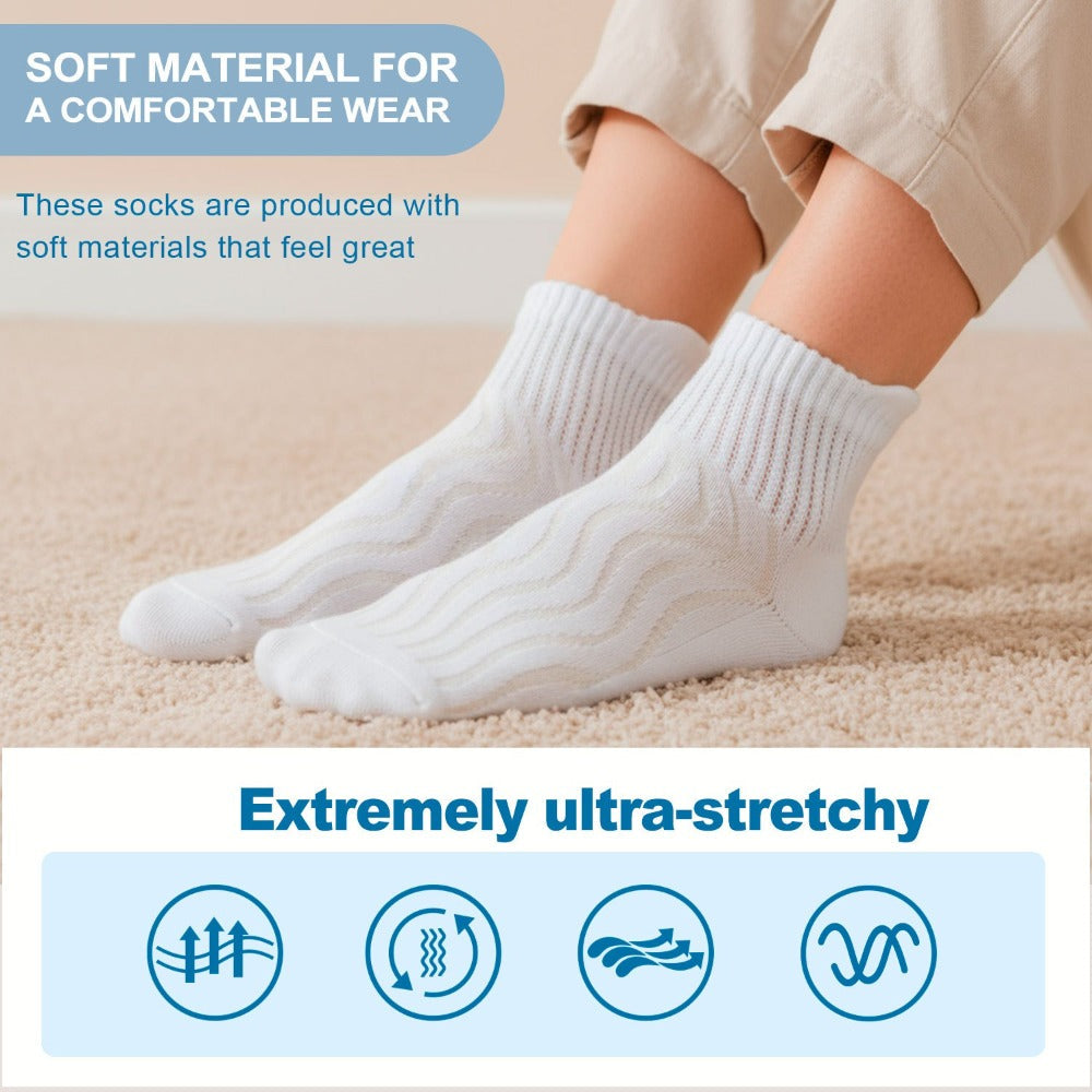 Diabetic Socks for Men & Women, 12 Pairs Non-Binding Wide Top Ankle Socks with Extra Cushioned Sole, Seamless Toe, Soft Cotton Comfort Socks for Sensitive Feet, Black & White