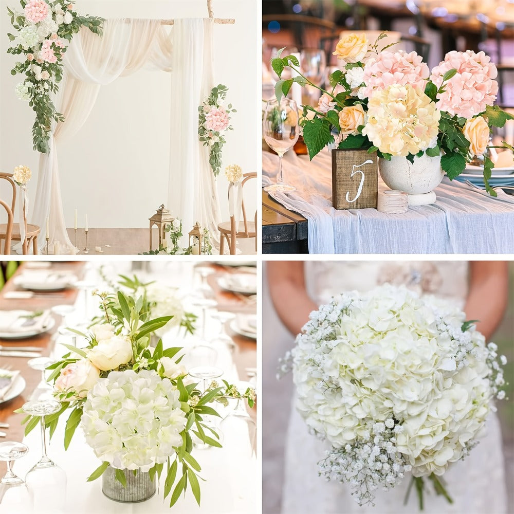 Artificial Hydrangea Flowers with Stems 72Pcs Fake Silk Hydrangea Flower Heads Bulk for Wedding Centerpieces Home Party Table Vase Decor Blue Purple Pink Champagne
