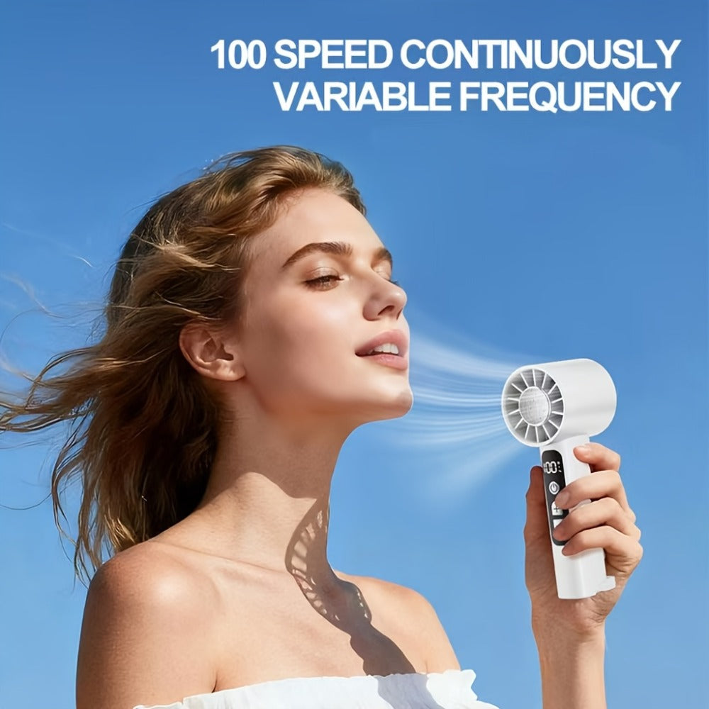 USB Rechargeable Handheld Fan 2 Pack Portable Mini Desktop Fan 1800mAh 1-100 Adjustable Wind Speed Display Lightweight for Summer Camping Travel Outdoor Indoor White Dark Gray