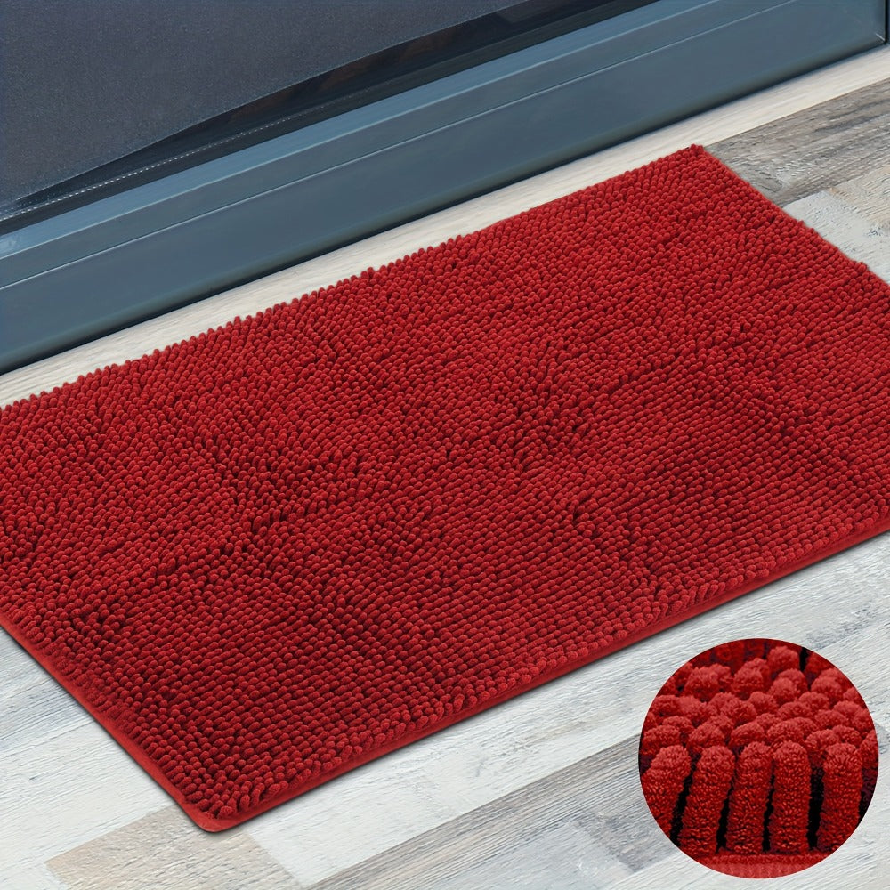 Chenille Doormat Absorbent Non-Slip Washable Indoor Outdoor Mat - Soft Shaggy Entryway Rug for Muddy Paws, Pets & Dogs | Machine Washable Front Door Mat in 18 Colors & 5 Sizes | Anti-Slip Rubber Backing