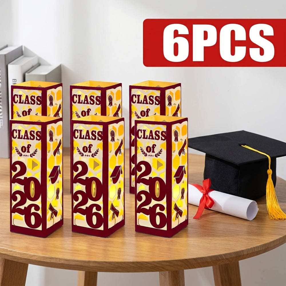 Graduation Centerpieces Decorations 6pcs Class of 2026 | Paper Lantern Boxes No Electricity Needed Congrats Grad Party Supplies for College High School Celebration Table Decor 6 Colors