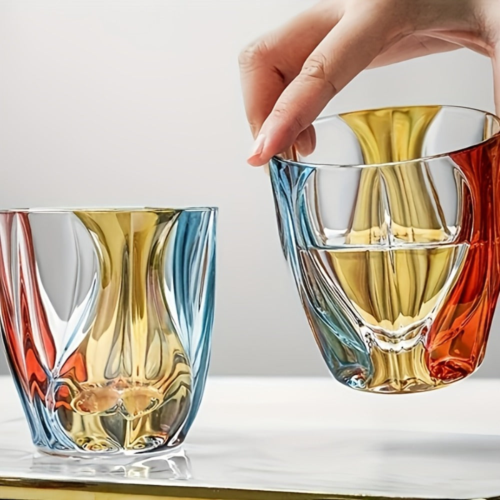 Hand-Painted Crystal Wine Glass 150ml ¨C Czech Crystal Three-Color Luxury Short Cup for Red Wine & Whiskey ¨C Artistic Decorative Glassware ¨C Stylish Home Bar & Entertaining Gift