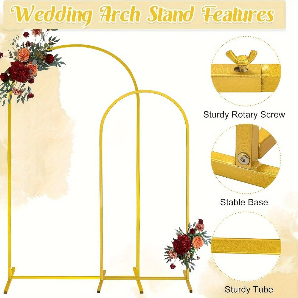 Metal Wedding Arch Backdrop Set 2pcs 7.2FT & 6FT - Heavy Duty Balloon Flower Arch Frame for Weddings Birthdays Eid Ramadan Indoor Outdoor Party Decor