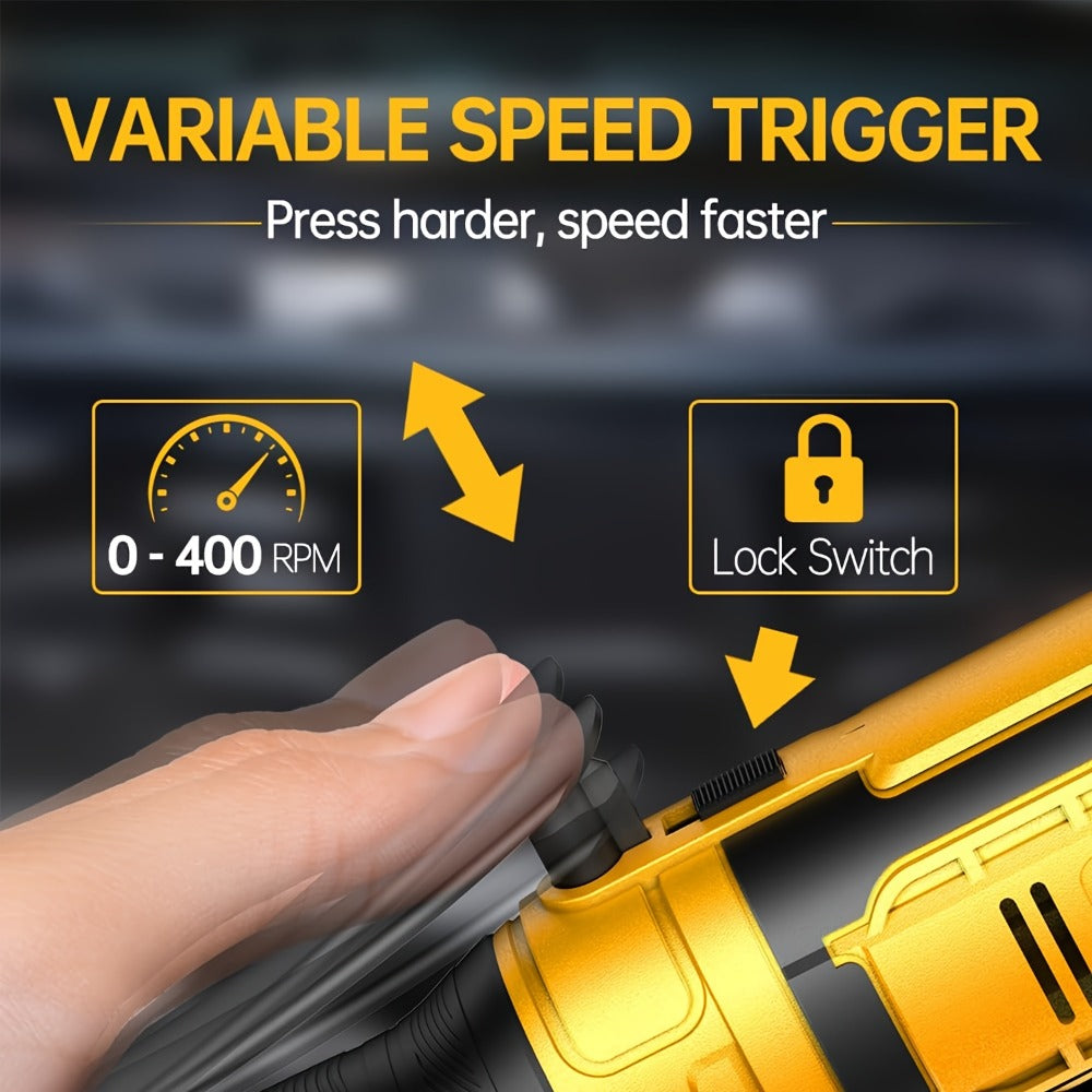 Cordless Electric Ratchet Wrench 3/8'' & 1/2'' Drive, Compatible with Dewalt 20V Max Battery, 88 Ft-lb High Torque, 0-400 RPM Variable Speed, 8 Sockets, Built-in LED Light (Battery Not Included)