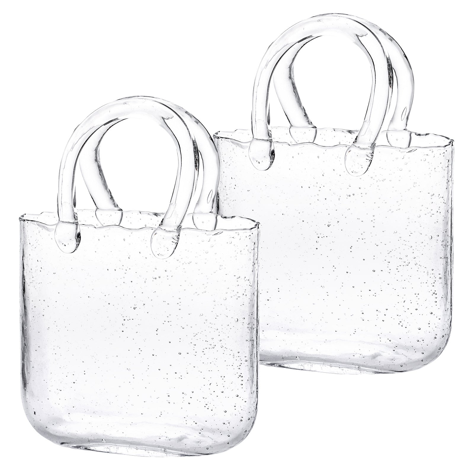 Glass Purse Vase for Flowers ¨C Handbag Shape Clear Decorative Flower Vase, Home Table Decor, Gift