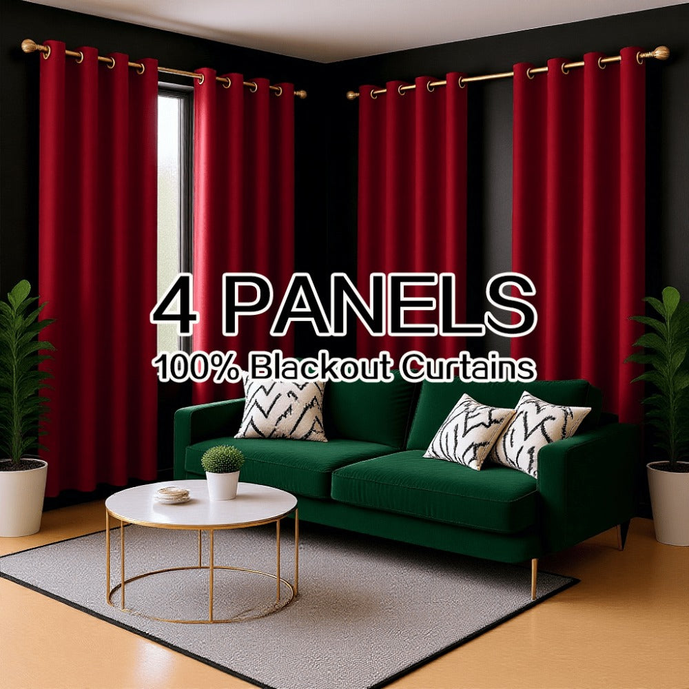 Blackout Curtains 4 Panels 100% Light Blocking Thermal Insulated Noise Reducing Grommet Window Curtains for Bedroom Living Room Balcony Multiple Sizes