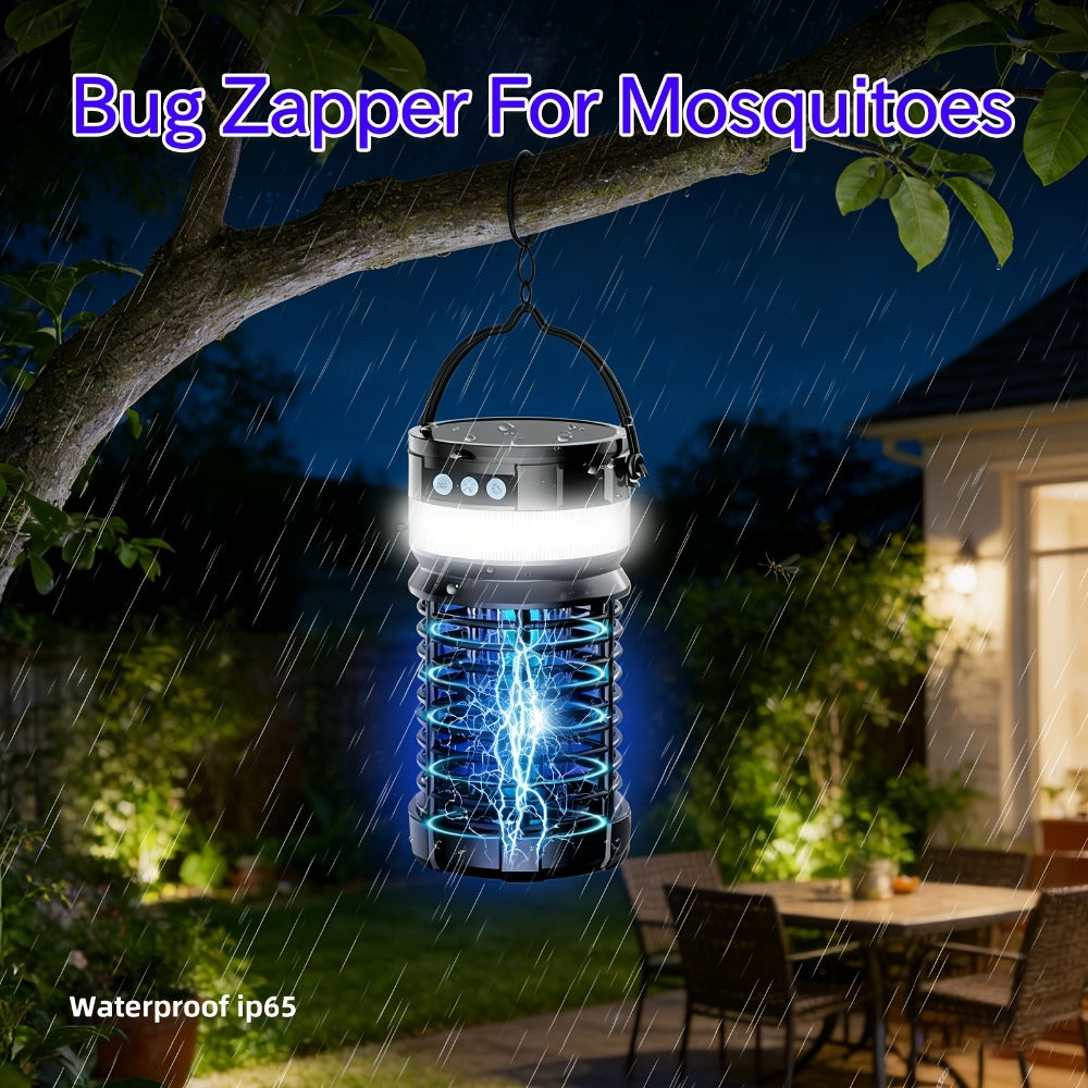 Solar Bug Zapper Outdoor 4000mAh Rechargeable UV Light Mosquito Zapper Electric Fly Trap Insect Killer with Remote Control Night Light Mode for Indoor Outdoor Patio Garden Camping Mosquito Fly Gnat