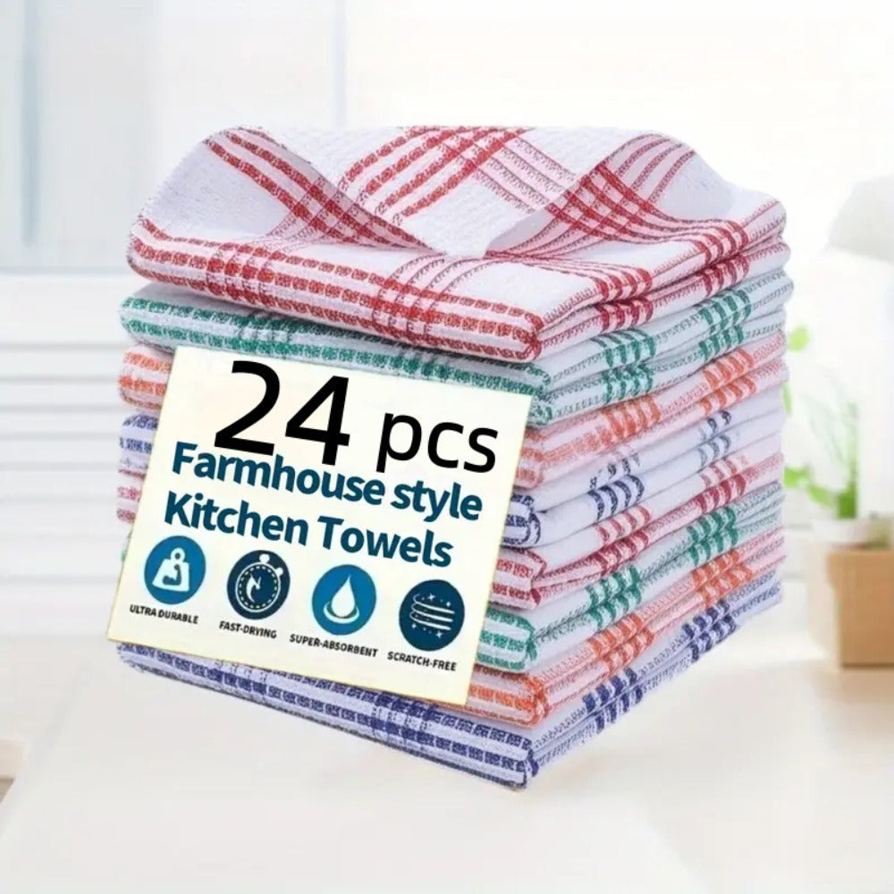 Kitchen Cleaning Cloths 24 Pack Soft Absorbent Reusable Dish Towels Square Dishcloths Durable Multi-Purpose Cleaning Rags for Home Kitchen Assorted Holiday Patterns Christmas Halloween Thanksgiving