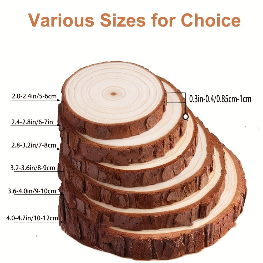 Wood Slices 28 Pcs Natural Log Bark Rounds for Crafts DIY Centerpieces Christmas Ornaments Wreaths Wedding Decor Painting Woodworking 2.76-3.54 Inch with or without Holes