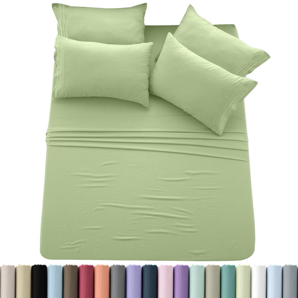 Brushed Microfiber Sheet Set 6pcs ¨C Soft Fade-Resistant Bedding 20 Colors Twin Twin XL Full Queen King Cal King Fitted Flat Pillowcases