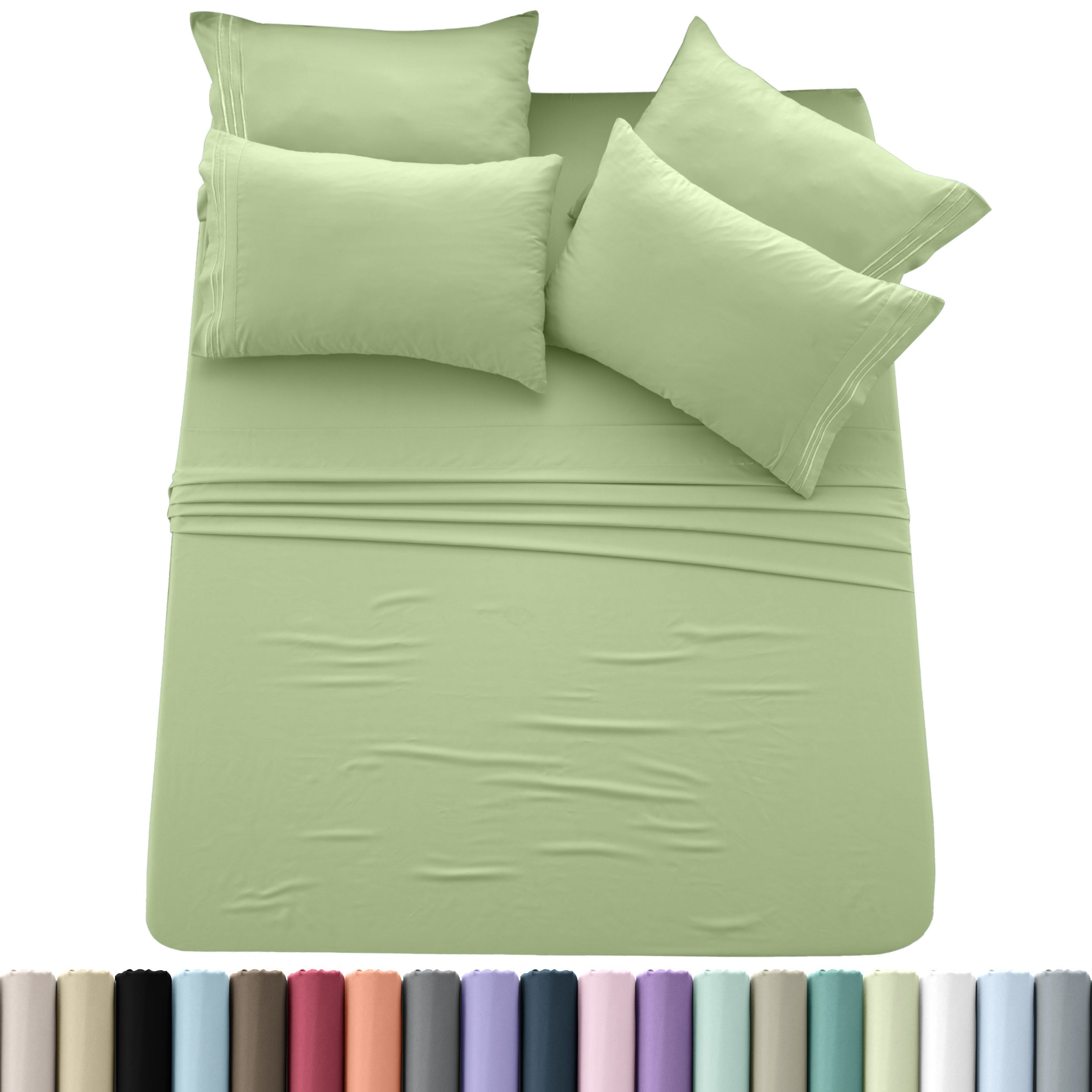 Brushed Microfiber Sheet Set 6pcs ¨C Soft Fade-Resistant Bedding 20 Colors Twin Twin XL Full Queen King Cal King Fitted Flat Pillowcases
