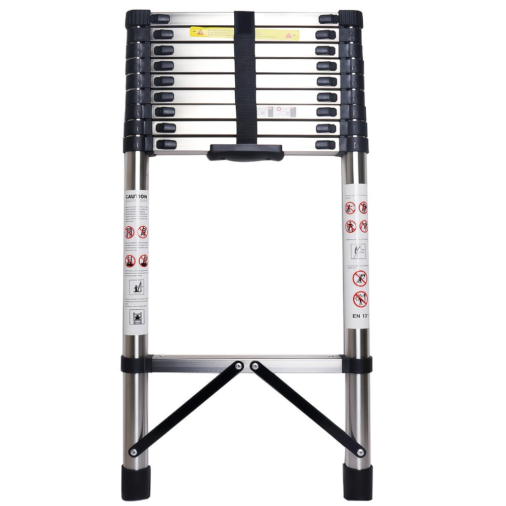 Telescoping Extension Ladder Aluminum Heavy Duty 330 LBS ¨C 6.5 / 8.5 / 10.5 / 12.5 FT Folding Telescopic Ladder, Easy Store, Multi-Purpose for Roof Repair, Painting, Gutter Cleaning & Outdoor Work
