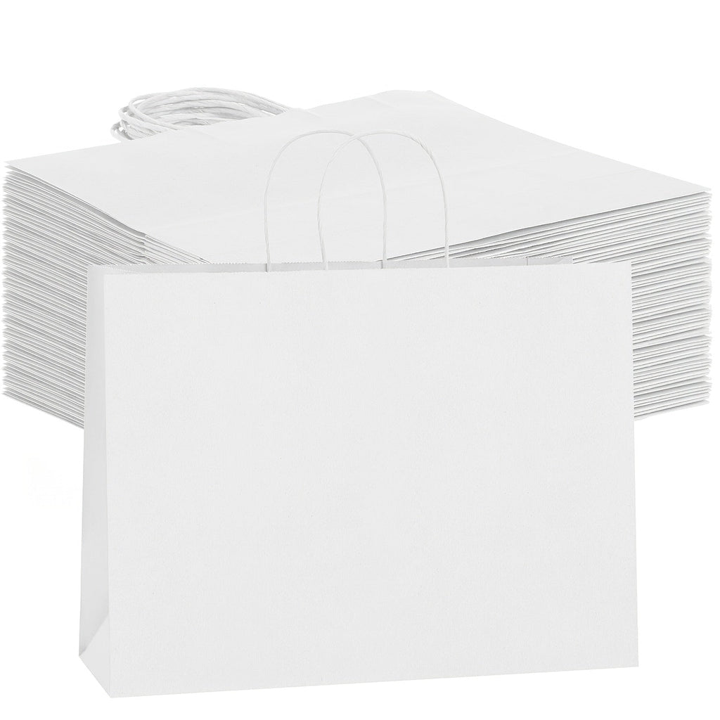 Shopping Bags with Handles 49pcs | 16x6x12 Inch Large Retail Gift Bags Bulk | Clothing Boutique Bags for Birthday, Wedding, Mother's Day, Teacher's Day, Anniversary, Craft Exhibition | White, Brown, Black
