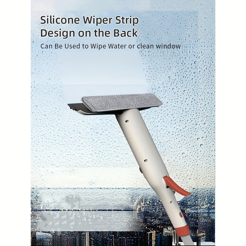 3-in-1 Glass Cleaning Kit with Durable Metal Pole & Scraper, Window Cleaner Tool for High Windows Shower Doors Car Windshields, Home Glass Cleaning Squeegee Set