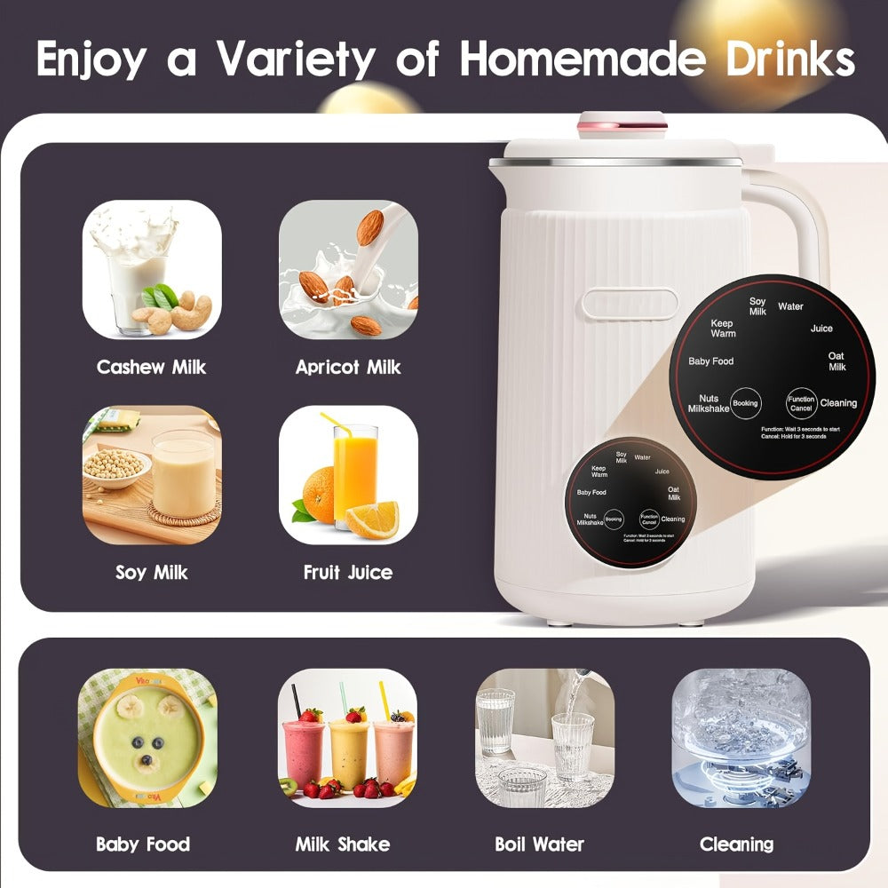 Nut Milk Maker Machine 27oz - Automatic Plant-Based Milk Blender One-Touch for Homemade Almond Oat Soy Coconut Milk - Self-Cleaning High Capacity Countertop Blender Vegan Dairy-Free Milk Maker