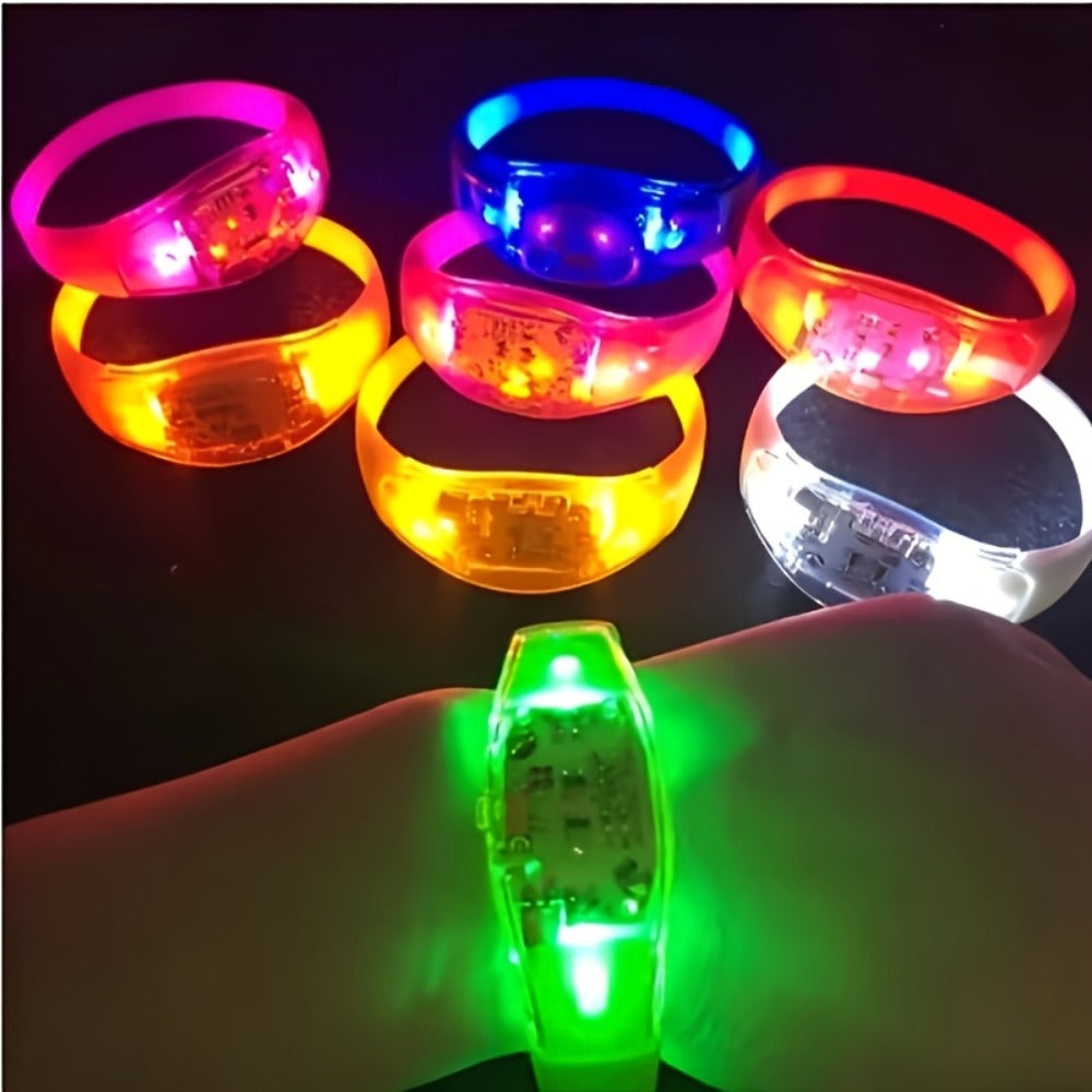 Sound Activated Light Up Bracelets Bulk 20/50 Pcs Glow Wristbands Voice Controlled Flashing LED Bracelet for Concerts Rave Party Events Festival Accessories