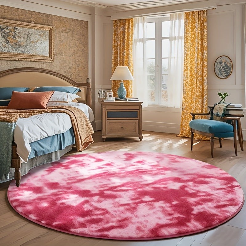 Round Faux Fur Area Rug - Soft Plush Circle Carpet for Living Room Bedroom, Machine Washable, Multiple Colors & Sizes