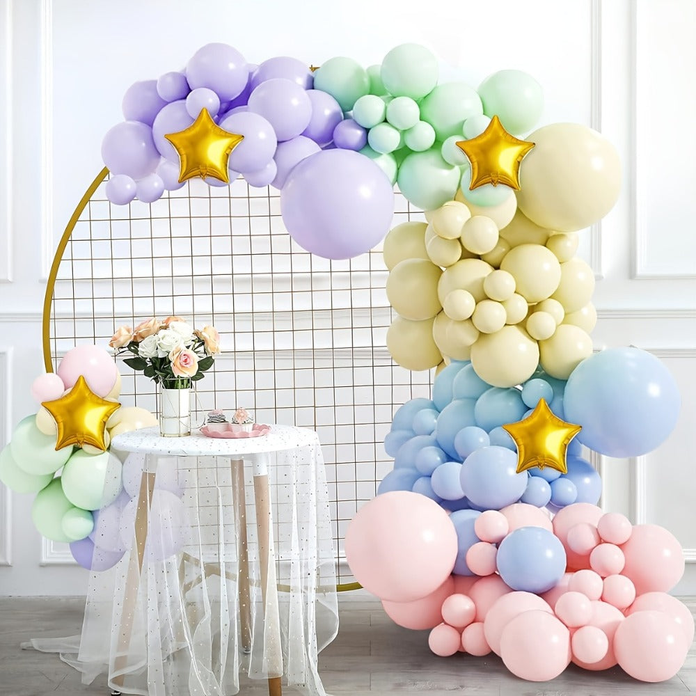 Pastel Balloon Set 370pcs ¨C 10 & 5 Inch Macaron Latex Balloons with Wreath Kit for Birthday Party, Wedding, Graduation & Celebration Decorations