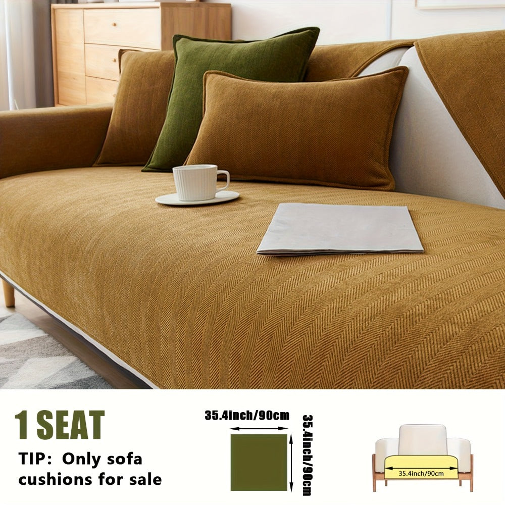 Chenille Ribbed Sofa Cover - Pet Friendly Non-Slip Machine Washable Soft Stretch Slipcover for 1-4 Seater Sectional Sofa Living Room Bedroom Office, 9 Colors