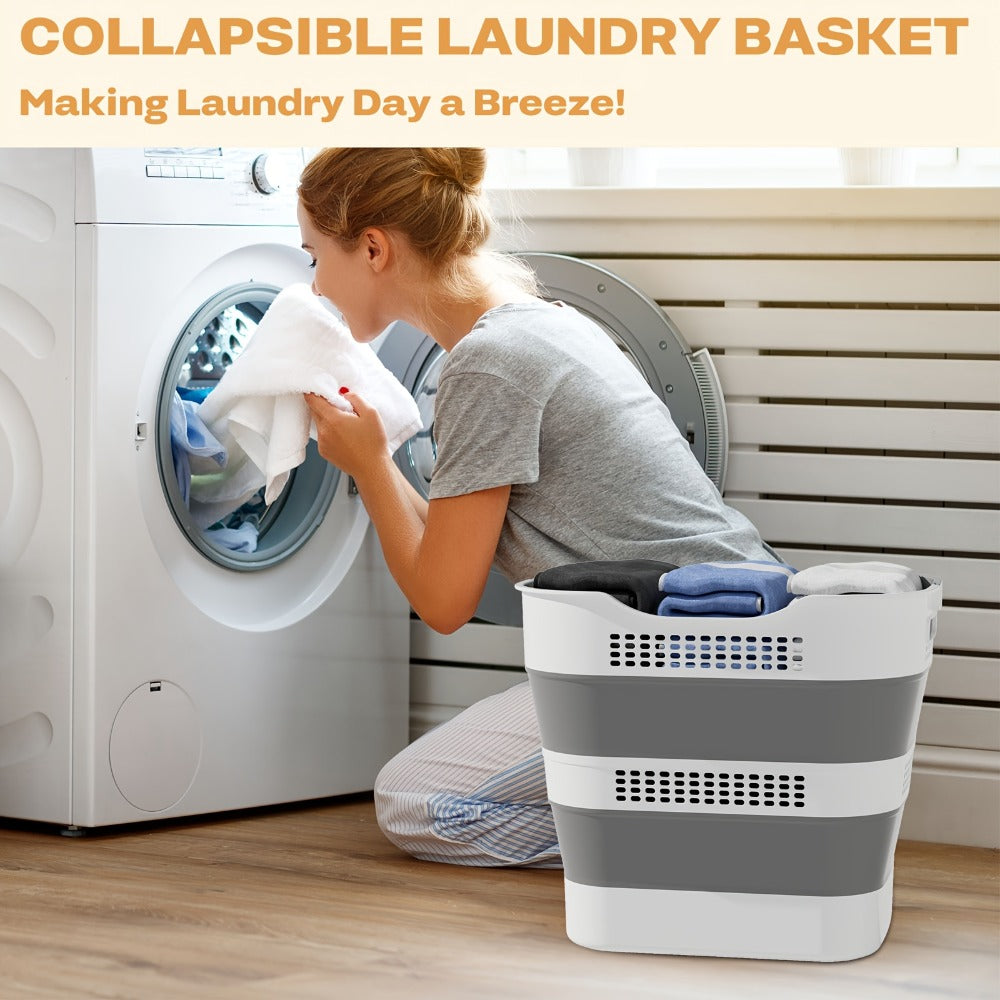 Collapsible Laundry Basket 43L Foldable Pop-Up Hamper with Handles ¨C 11.5 Gallon Plastic Laundry Basket Space-Saving Portable Storage Container Organizer for Bedroom, Bathroom & Dorm, 1pc or 2 Pack