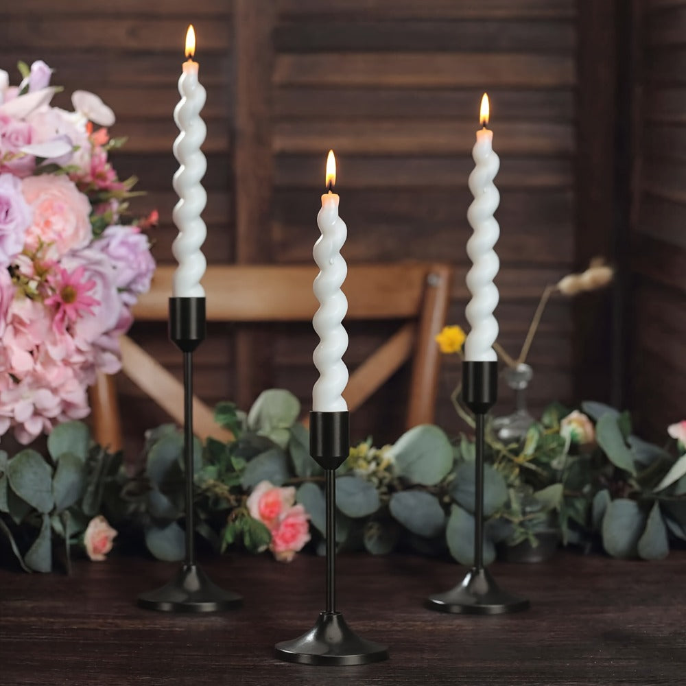 12pcs Metal Taper Candle Holders Set - Modern Tapered Design, Polished Finish, Tabletop Centerpiece for Christmas, Halloween, Weddings & Home Decor (Candles Not Included)