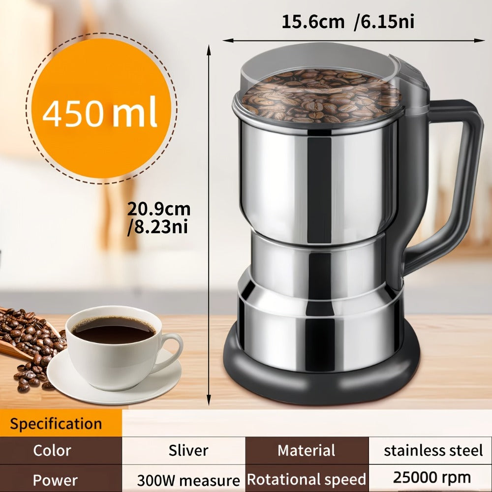 Electric Coffee Grinder 300W 25000RPM ¨C 8-Blade Stainless Steel Spice & Grain Mill for Coffee Beans, Nuts, Spices | Home, Cafe & Camping