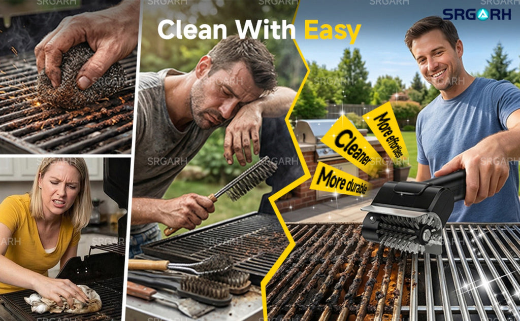 Electric BBQ Grill Brush Cordless Rechargeable Grill Cleaner with 800 RPM Rotating Head, 2000mAh Battery, 304 Stainless Steel Bristles ¨C Outdoor Grilling Tool, Father's Day Gift
