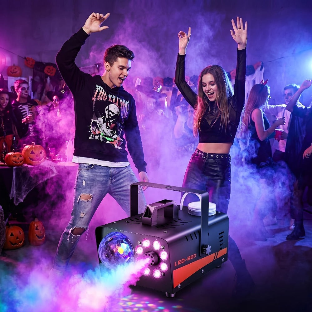 Fog Machine 600W with Disco Ball LED Lights | 3000 CFM Smoke Machine with 13 Colorful LED Effects & Wireless Remote | Party Fog Machine for Halloween, Wedding, DJ Stage, Indoor Events & Nightclub