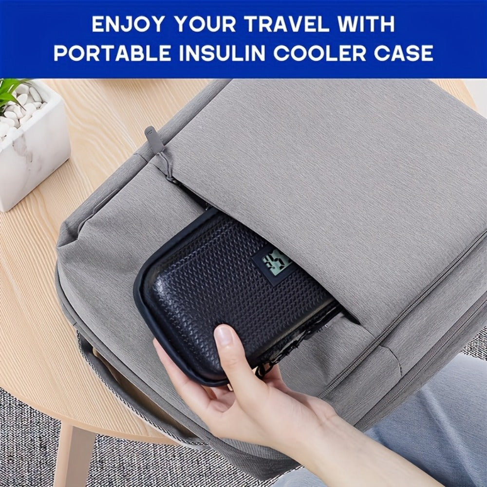 Insulin Cooler Travel Case 24 Hour Refrigerated Medication Case Temperature Display Wristband 2 Reusable Ice Packs Diabetic Insulin Pen Cooler Black Blue