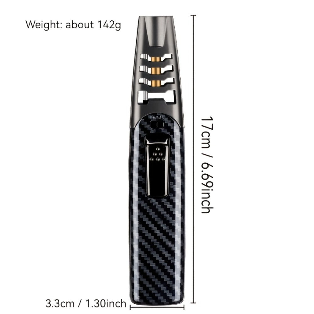 Kitchen Torch Lighter Carbon Fiber Windproof, Adjustable High-Temperature Flame with Safety Lock, Refillable Butane Culinary Torch for Baking, Creme Brulee, Caramel, Welding & Outdoor Use ¨C Black & Gray (Butane Not Included)