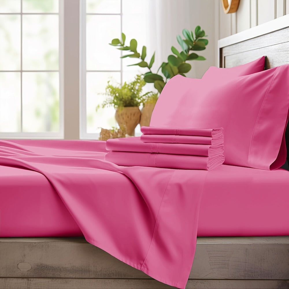 Bamboo Cooling Sheet Set 4pcs ¨C Deep Pocket Fitted Sheet Flat Sheet Pillowcases for Hot Sleepers Twin Full Queen King