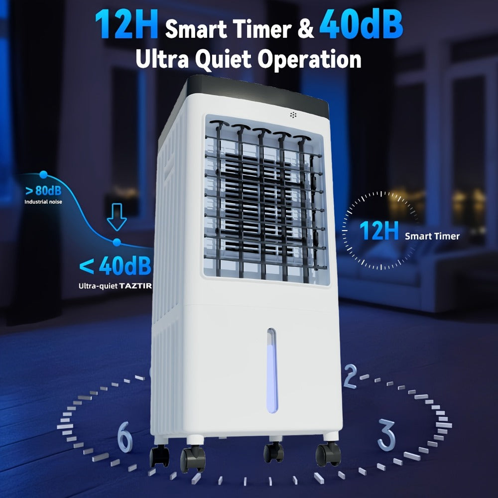Outdoor Air Cooler 3-in-1 Evaporative Cooler Fan with Misting Humidifier 2.9 Gal Large Tank Remote Control 45¡ã Oscillation for Patio Garden Deck BBQ White
