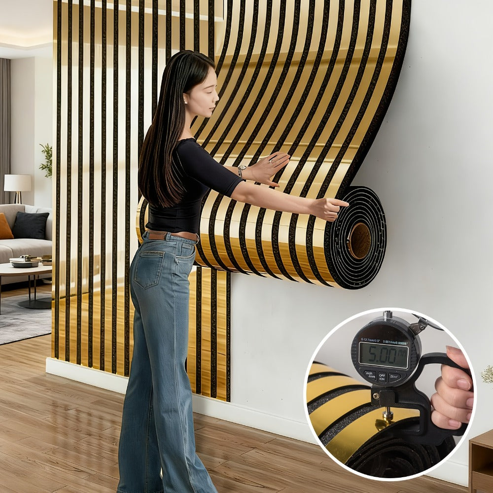 Luxury Mirror 3D Wallpaper Roll Self Adhesive Peel and Stick PVC Vinyl Film Grid Vertical Stripe Pattern for TV Wall Sofa Background Bedroom Living Room Decor Mirror Gold Silver Water Wave