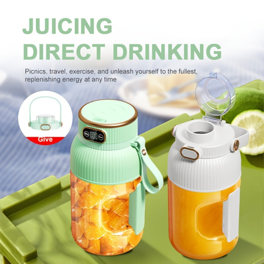 Portable Blender Personal Juicer Cup - Upgraded 10-Blade USB Rechargeable Smoothie Blender for Fruits, Vegetables & Milkshakes, Large Capacity, Digital Display, Travel Cover, Sports & Outdoor Use