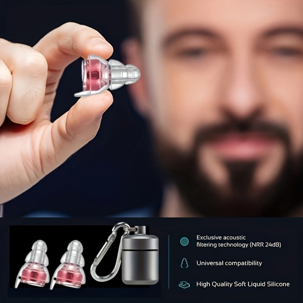 High Fidelity Concert Earplugs for Musicians - 24dB Noise Reduction, Reusable Silicone Ear Protection Plugs with Advanced Filter Technology for Concerts, Festivals, Work & Industrial Use, Black