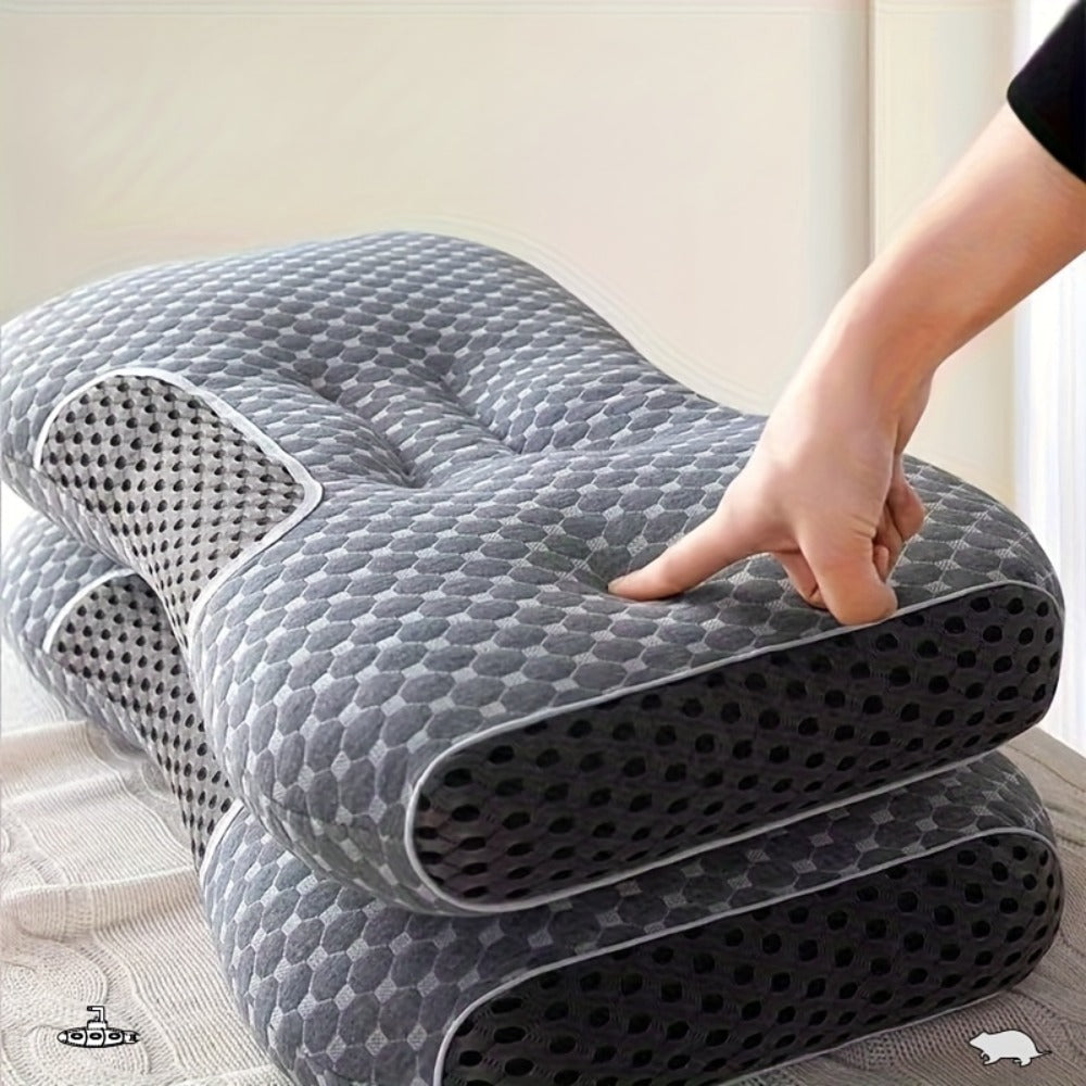 Cervical Contour Neck Massage Pillow ¨C Ergonomic Bone-Shape Support with Detachable Moisture-Absorbing Cover | Soft High-Quality Pillow Core for Deep Sleep & Neck Pain Relief