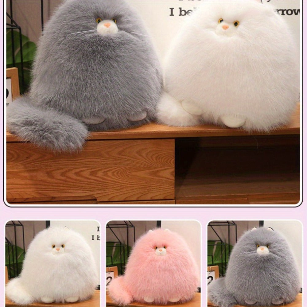 Silly Cat Plush Pillow Long Hair Stuffed Cat Hug Pillow for Sleep Comforting Soft Plush Cat Throw Pillow Cute Cat Gift for Cat Lovers Women Girls