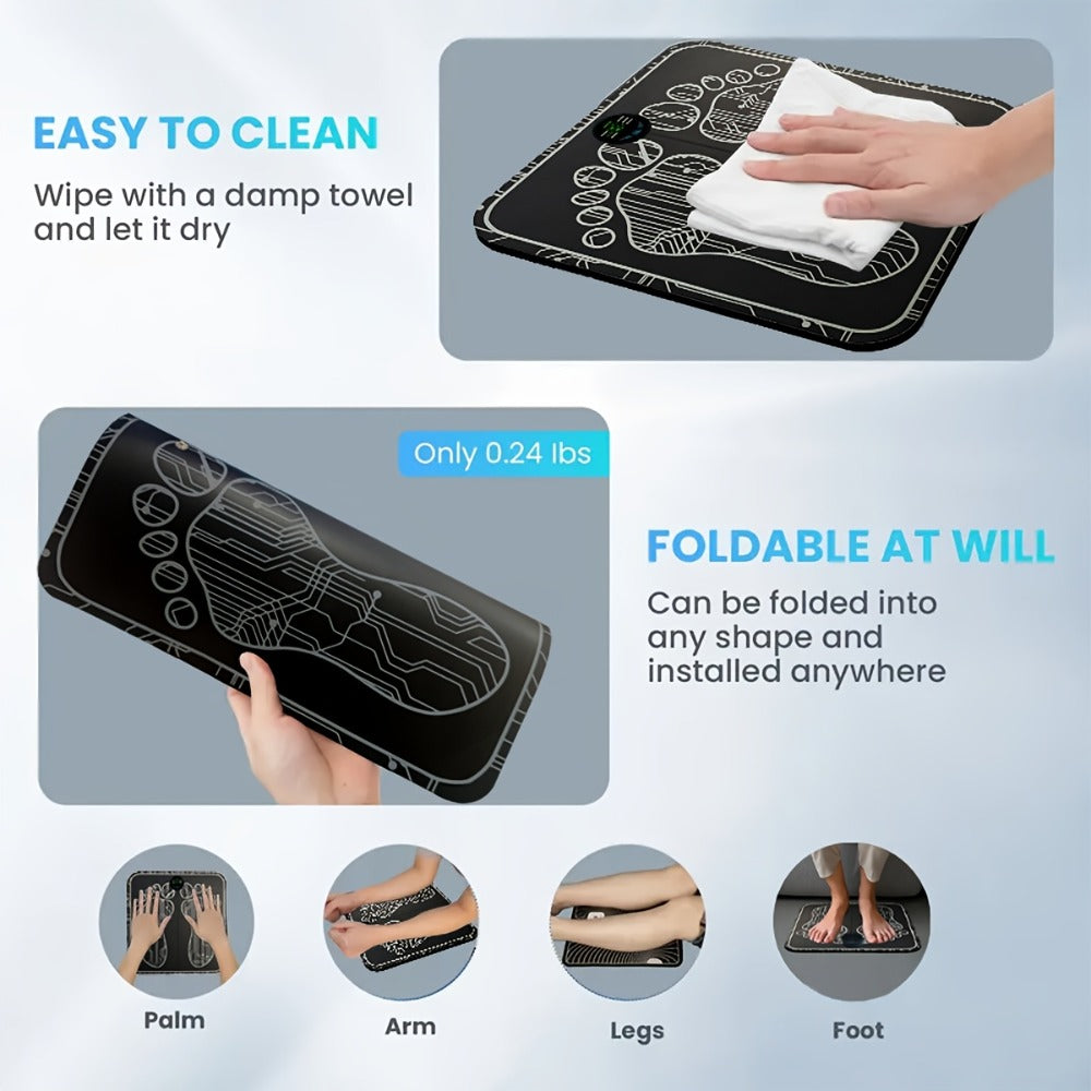 EMS Foot Massager Pad with TENS Therapy ¨C Portable Electric Foot Massage Machine, Reusable Pad, Multiple Mode Adjustment, Pain Relief for Plantar Fasciitis & Tired Feet