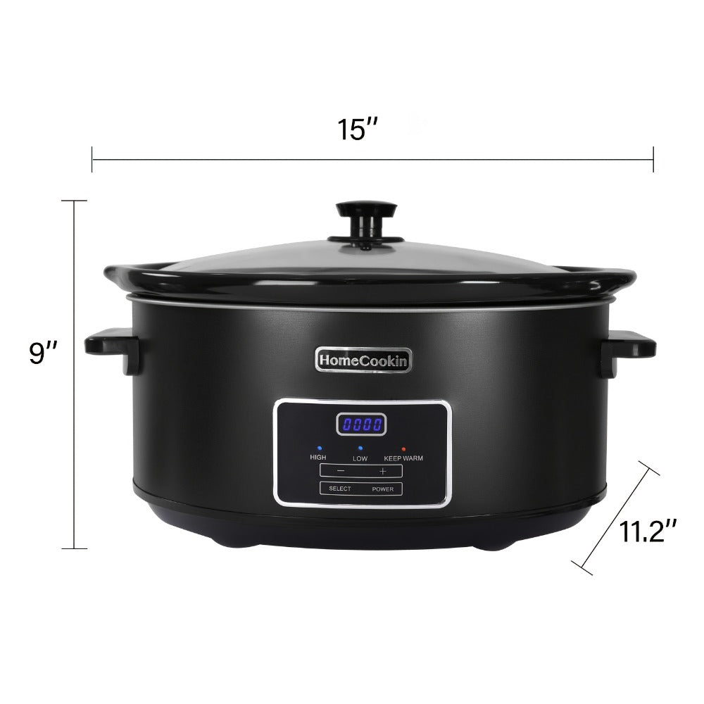 Digital Slow Cooker 6 & 7 Quart Programmable with Non-stick Ceramic Bowl, Countdown Timer & Keep Warm ¨C Oval Glass Lid Crock Pot for Family Meals Soups Stews Holiday Cooking