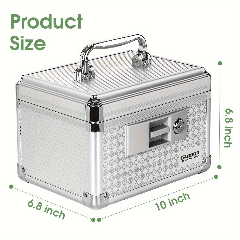 Locking Medicine Storage Box Aluminum Alloy with Key Lock & Handle ¨C High-Capacity Family Medicine Organizer, First Aid Lockbox for Home, Travel & Office, Small & Medium