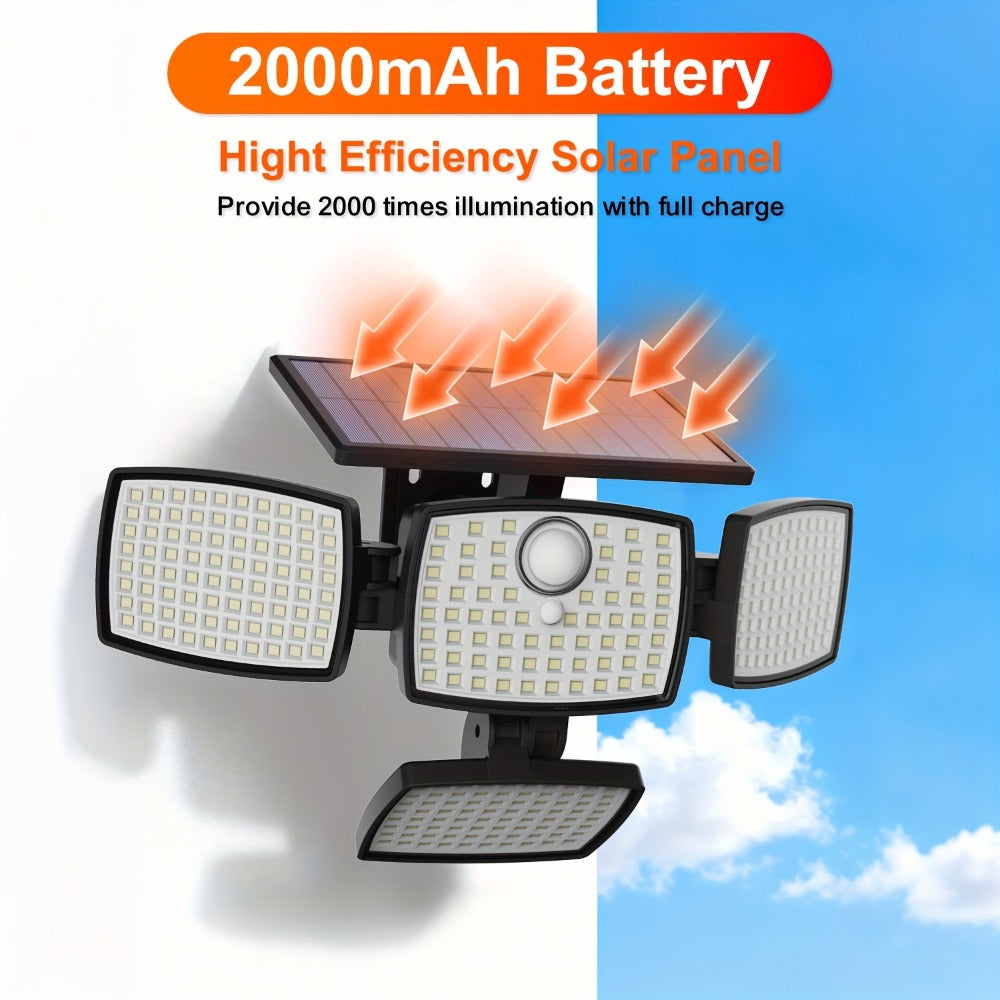 Solar Outdoor Motion Sensor Light 4-Head 3000LM ¨C 270¡ã Wide Angle, 3 Modes, IP65 Waterproof, Remote Control, Solar Flood Light for Garden Backyard Garage Wall Yard, 1/2/4 Pack
